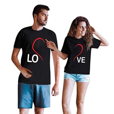 Imagem de Camisetas masculinas divertidas para o Dia dos Namorados para casal, manga curta, camisetas estampadas, Preto (feminino), XXG