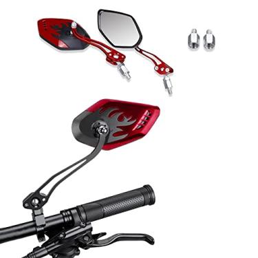 Imagem de ASUBHA 2 peças de espelhos de motocicleta, espelhos de extremidade de barra de motocicleta, espelhos retrovisores universais de motocicleta para M8 M10 parafuso rosqueado suporte de espelho duplo