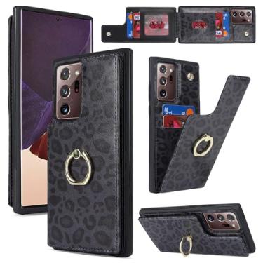 Imagem de Lipvina Capa para Samsung Galaxy Note 20 Ultra 5G com suporte para cartão, suporte de cartão de crédito, suporte de anel e bloqueio de RFID fofas capas para celular (17,5 cm, leopardo preto)