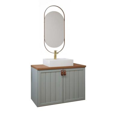 Imagem de Gabinete de Banheiro Alure 80 com espelho Lumini Pistache/Freijo - MGM