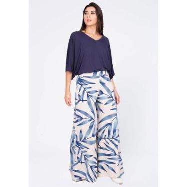 Imagem de Calça Pantalona Malha Granja Bambu Azul - P - Veste do 38 ao 40-Feminino