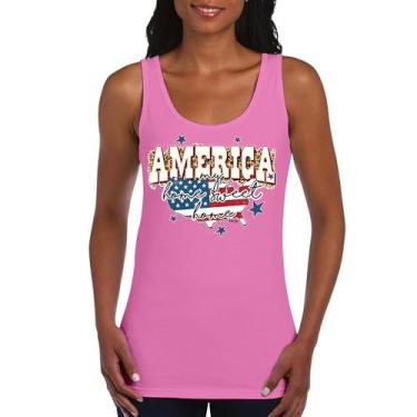 Imagem de Camiseta regata feminina America My Home Sweet Home 4th of July Stars and Stripes Pride American Dream Patriotic USA Flag, Rosa choque, G