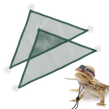 Imagem de Wontee Rede de Dragão Barbudo Réptil Lagarto Espreguiçadeira Tanque Dragão Barbudo Decoração para Dragões Barbudos Axolotls Lagartixos, 2 Redes, 1 Chapéu (Verde)