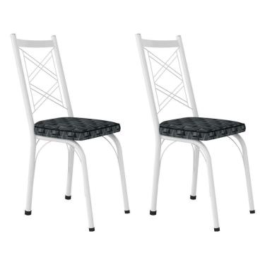 Imagem de Kit 2 Cadeiras De Cozinha Delaware Estampado Mosaico Silver Pés De Ferro Branco