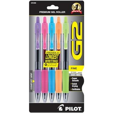 Imagem de Pilot Canetas de gel premium G2, canetas rolo de gel, ponta fina de 0,7 mm, cores sortidas 5