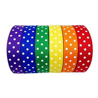 Imagem de 30 Yards (6 X 5yd) 7/8 Inch Polka Dots Grosgrain 6 Colors Ribbon