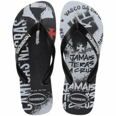 Imagem de Chinelo Havaianas Infantil Top Times Vasco Da Gama Unissex (Preto, BR, Criança de 4 a 8 anos, Faixa Numérico, M, 27, 28)