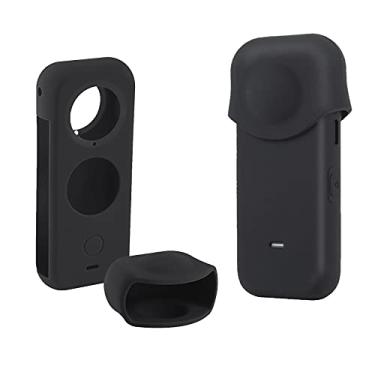 Imagem de Acessórios de proteção para Insta360 One X2, capa de borracha para câmera de ação com kit de capa de lente de silicone (preto)