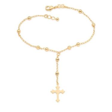 Imagem de Pulseira banhado ouro 3x 24k 18k e 22k feminina terço elo groumet, esf
