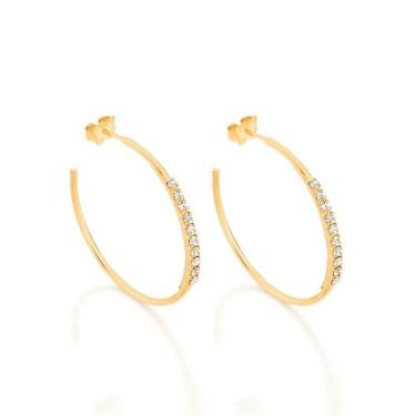 Imagem de Brincos banhado ouro 3x 24k 18k e 22k femininos meia argola grandes ro