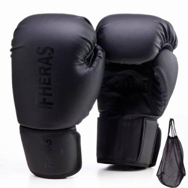 Imagem de Luva Profissional Fheras Luta Muay Thai, MMA E Boxe Preto All Black, 1