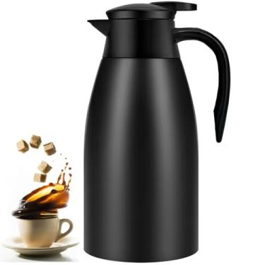 Imagem de Garrafa de café de 1,984 g com isolamento de airpot de aço inoxidável, recipiente térmico para café, água quente, chá, bebidas quentes – Mantenha 12 horas quentes, 24 horas em preto frio