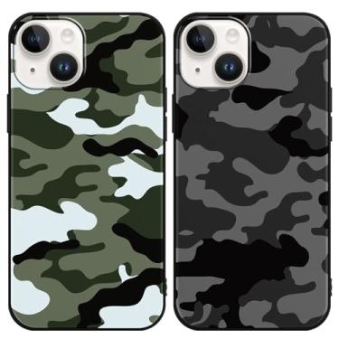 Imagem de Yomjew Pacote com 2 capas de telefone camufladas fofas para iPhone 14 Plus de 6,7 polegadas, estética feminina, antiarranhões, macia, fina, flexível, protetora, à prova de choque, fosco Funda para