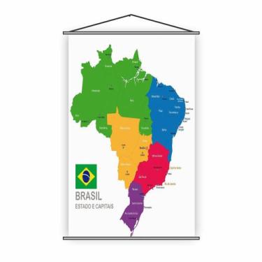 Imagem de Banner Pedagógico Mapa Estados e Capitais do Brasil 120x65cm - Plimsho