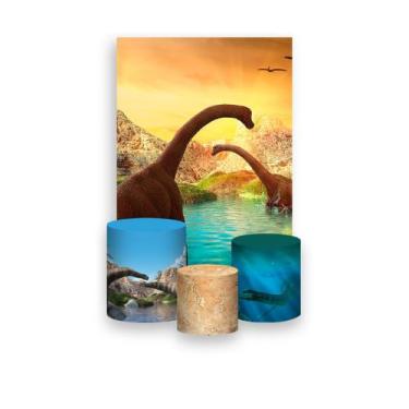 Imagem de Painel De Festa Vertical 1,50 x 2,20 + Trio De Capas Cilindro -  Dinos