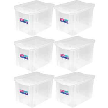 Imagem de 6 Caixas Organizadoras Plásticas Média Alta 30L Ordene Trans