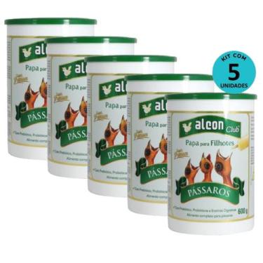 Imagem de Kit 5 Ração Alcon Club Papa Filhote Pássaros Super Premium 600g
