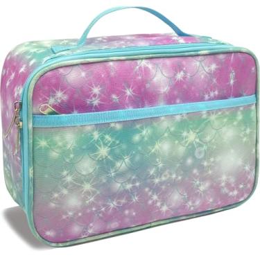 Imagem de Kulle Lancheira infantil para meninas, lancheira infantil para meninos, lancheira lavável e reutilizável para creche, lancheira para escola, ao ar livre (floco)