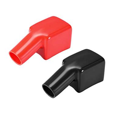 Imagem de uxcell Capas protetoras de borracha isolante de terminal de bateria elétrica para cabo de 18 mm vermelho preto 1 par