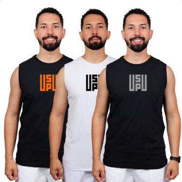 Imagem de Kit 3 Regata Masculina Camiseta Cavada Canelada Camisa de Academia Tre