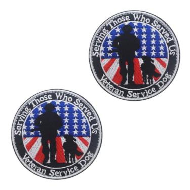 Imagem de 2 Pçs Emblema de Emblema Tático Militar para Cão de Serviço Veterano Emblema Tático Militar para Coletes de Cachorro, Arnês de Cachorro, Coleira, Roupas de Cachorro