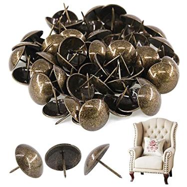 Imagem de Rustark 60 peças 1-3/16'' [30 × 30 mm] Tachinhas decorativas de estofamento antigo móveis sofá tachas de polegar, pregos, pinos sortidos kit para móveis estofados placa de cortiça - Bronze