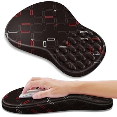 Imagem de YIWEI Mouse pad ergonômico com suporte para descanso de pulso, mousepad com descanso de pulso de espuma viscoelástica confortável e base de poliuretano antiderrapante para alívio da dor, computador,