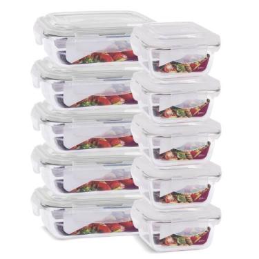 Imagem de Kit 10 Potes Herméticos Marmita Vidro Papinha 640ml e 320ml - U4home, 