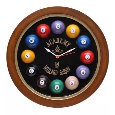 Imagem de Relógio Decorativo Parede de Fibra - Billiard Preto 733 - Karin Grace,