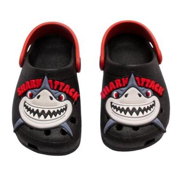 Imagem de Babuche Infantil Menina Croks infantil Shark Tubarão - RAE, Vermelho, 