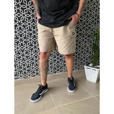 Imagem de Bermuda Masculina Cargo Street Sarja Algodão KYU - LifeStyle, Bege, G