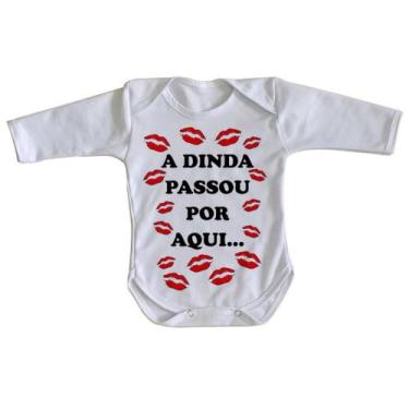 Imagem de  body nenê criança roupa bebê manga longa Dinda passou por aqui - Empó