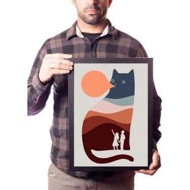 Imagem de Poster Com Moldura A3  Arte Minimalista  Gato Chiclete - Fanarte