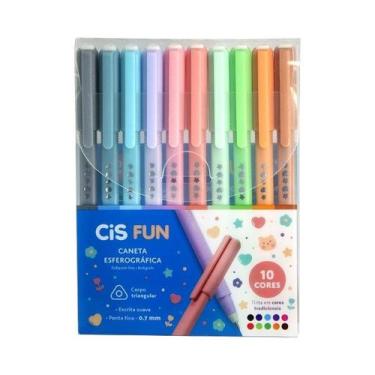 Imagem de Caneta Esferografica Cis Fun Triangular 0,7mm C/10 Cores Cor Da Tinta 
