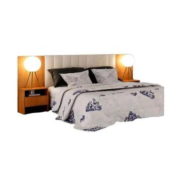 Imagem de Cabeceira Casal Everest Estofada com 2 Criados Cumaru - Móveis Novo Ho