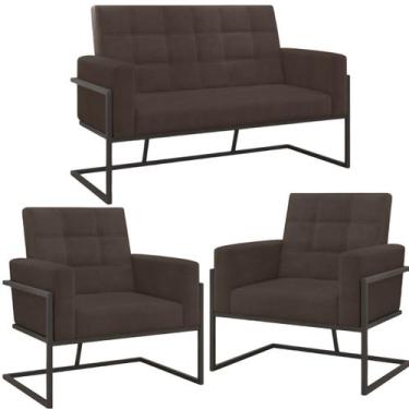 Imagem de Kit 2 Poltronas Namoradeira Base de ferro para Sala de Espera Decorati