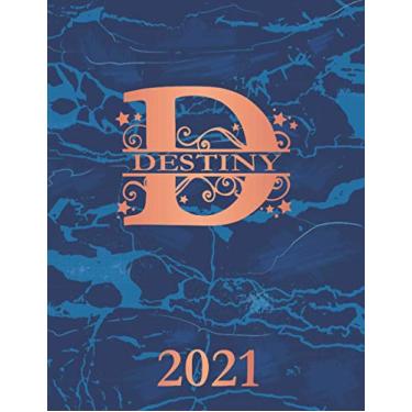 Imagem de Destiny: 2021. Personalized Name Weekly Planner Diary 2021. Monogram Letter D Notebook Planner. Navy Blue Marble & Copper Cover. Datebook Calendar Schedule