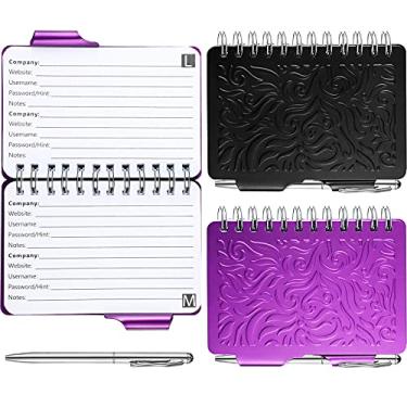 Imagem de Organizador portátil com senha, livro e senha, 2 peças, caderno, elegante, mandala, senha, livro com caneta, caderno espiral para informações de senha (preto, roxo)