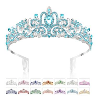 Imagem de Coroa de prata, coroa de tiara, coroas de princesa, tiara de princesa de cristal, coroa de rainha com coroas de pente para mulheres e meninas, liga metálica