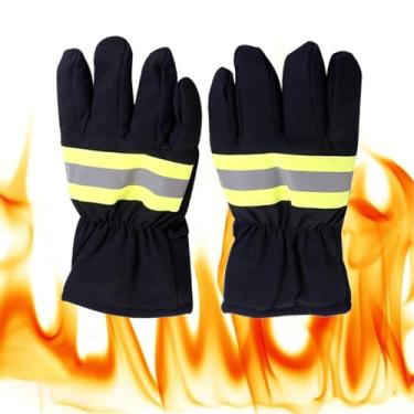 Imagem de Luvas de Combate a Incêndios, Luvas de Proteção de Resgate de Combate a Incêndios Com Tiras Reflexivas, à Prova de Calor, Retardador de Chamas Antiderrapante, para Homens e