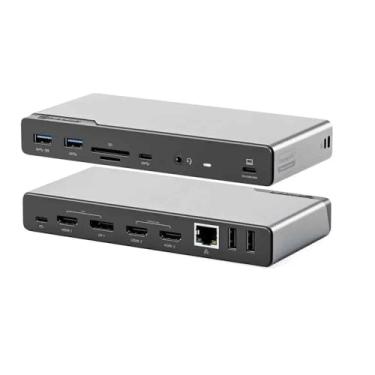 Imagem de ALOGIC Estação de ancoragem USB-C DV4 Quad Display 14 em 1 com PD de 85 W, 1 DisplayPort, 3X HDMI, USB-C 3.2 Gen 1, 2X USB-A 3.2 Gen 1, 2 x USB-A 2.0, conector de áudio, Ethernet, cartão SD e leitor
