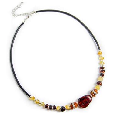 Imagem de Colar com pingente de âmbar báltico - Colar com pingente de âmbar cru preto com fecho - joia de âmbar báltico genuína feita à mão - presente de âmbar báltico, Gema, Âmbar