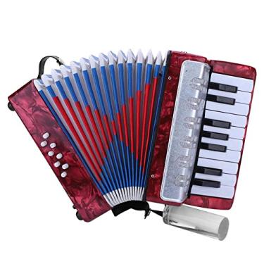Imagem de Acordeão de piano baixo, 17 teclas, 8, instrumento musical para iniciantes e estudantes (vermelho)