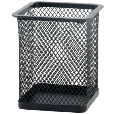 Imagem de Porta-Lápis Organizador em Malha Metálica, 10 cm, Preto, Retangular, para Escritório