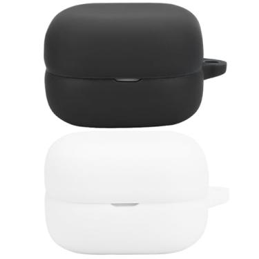Imagem de Accdeny Capa de fone de ouvido compatível com Sony Linkbuds Open wf-l910, [suporta carregamento sem fio] [capa protetora à prova de choque] capa de silicone para fone de ouvido (preto-branco)