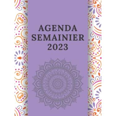Imagem de Agenda Semainier 2023: Agenda 2023 semainier A4 | une semaine sur deux pages | 12 mois janvier à décembre | calendrier quotidien | Mandala Couverture