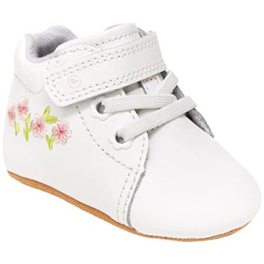 Imagem de Stride Rite Sapato de berço clássico para bebês e meninas, Branco, 17
