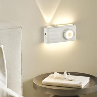 Imagem de Luminária de parede LED recarregável operada por bateria, faixa longa, arandela com sensor de movimento, luz de parede interna com interruptor, acrílico, alumínio, quarto, sala de estar, esc