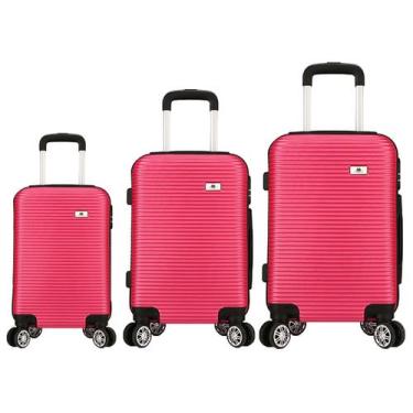 Imagem de Kit 3 Mala de Viagem Bordo Padrão ANAC P+, Média e Grande - Eagle, Ros