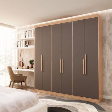 Imagem de Guarda Roupa Casal 6 Portas Lugano Mdf Cedro/Cinza